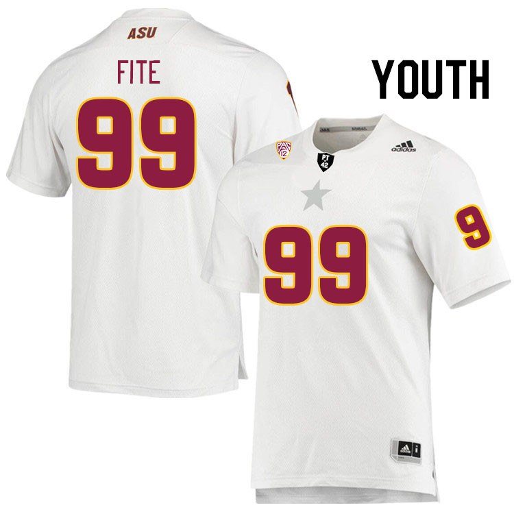 Youth #99 C.J. Fite Arizona State Sun Devils College Football Jerseys Stitched Sale-White - Click Image to Close